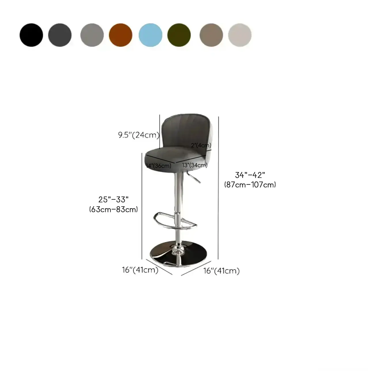 Modern Leather Adjustable Swivel Bar Stools with Back
