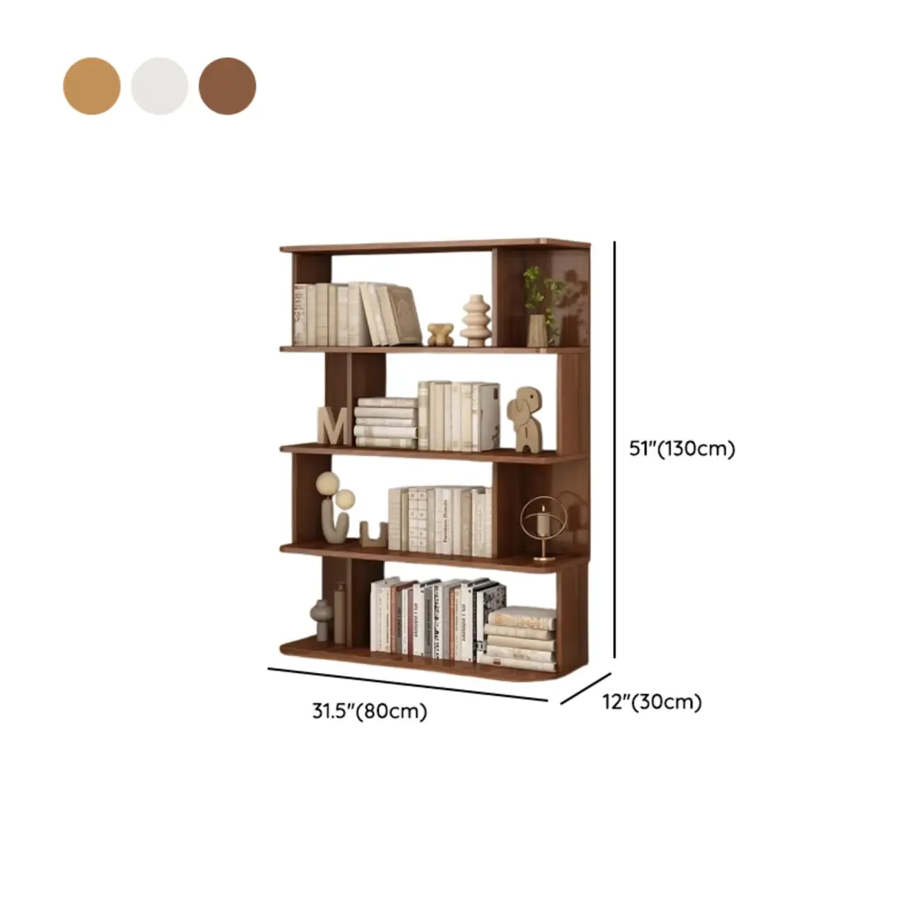 Modern White Open Back Wood 5 Shelf Bookshelf