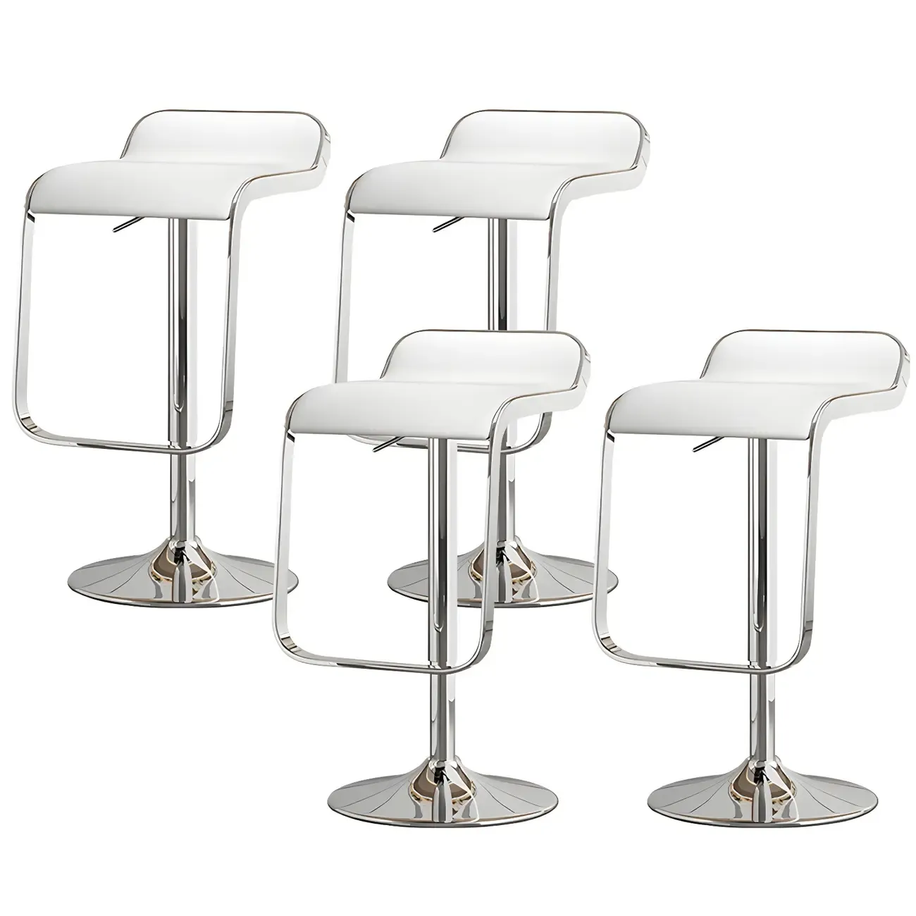 Leather Low Back Metal Adjustable Swivel Bar Stools