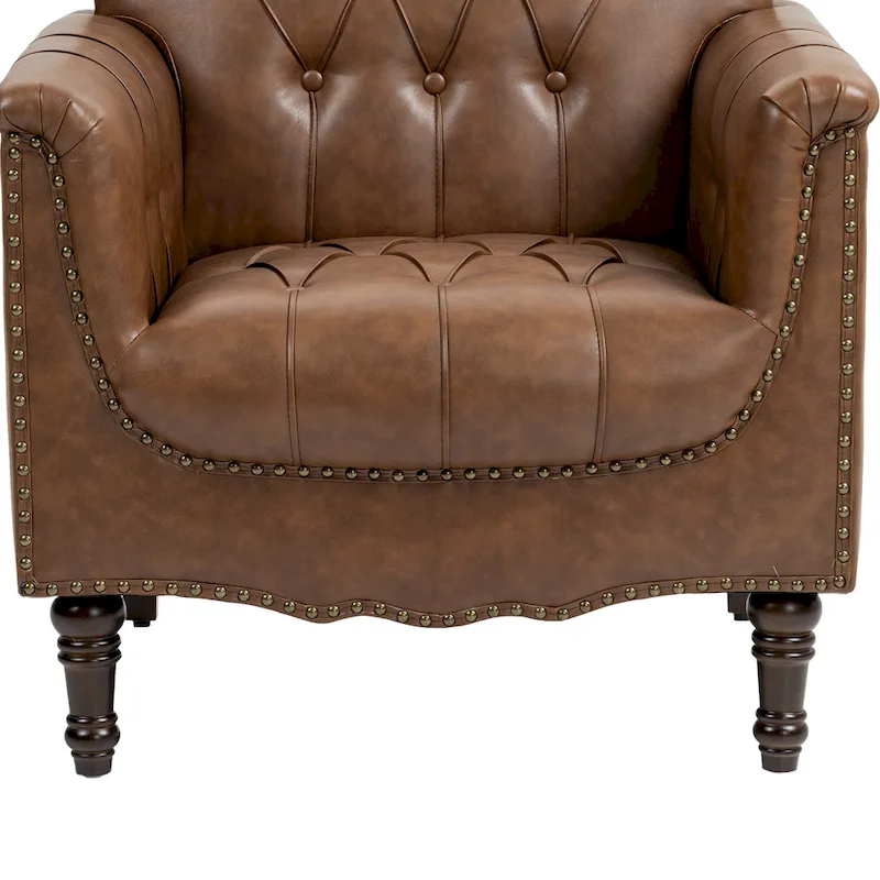 Tufted Vegan Leather Accent Chair Upholstered Armchair