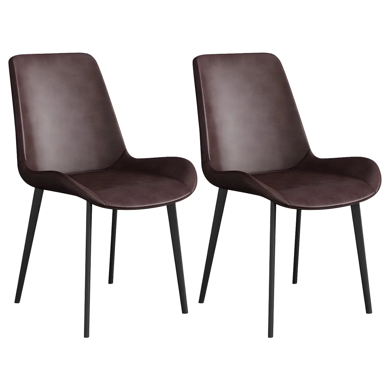 Sloped Armless Leather Upholstered Parsons Dining Chair