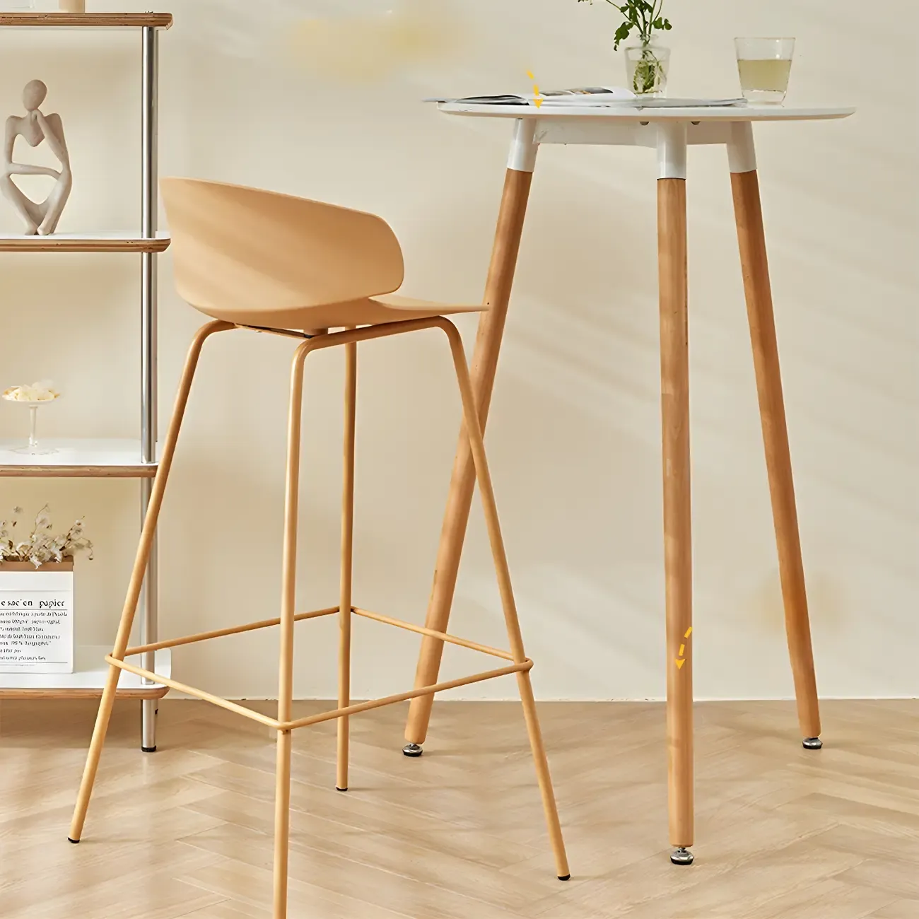 Wooden Natural Finish Square Small Bar Height Table