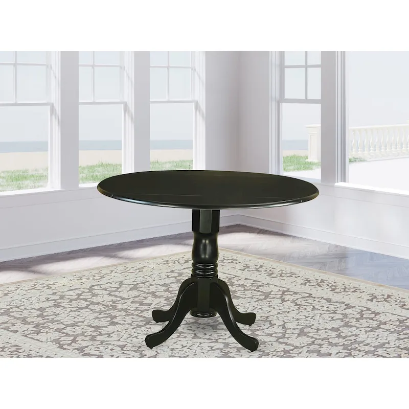 Round Dining Table with Drop Leaf and Pedestal Base - 42 Inch - Seats 4