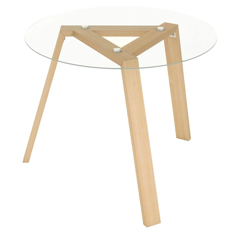 36 Round Glass Dining Table for 4 with Tempered Glass