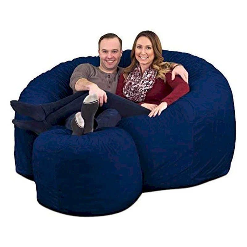 Ultimate Sack 6ft Bean Bag Chair, Oversized Indoor Comfy Lounger, Blue Suede