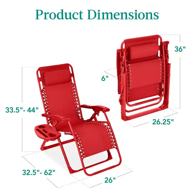 Best Choice Products Monochromatic Zero Gravity Chair, Folding Patio Recliner w/Side Tray, Headrest