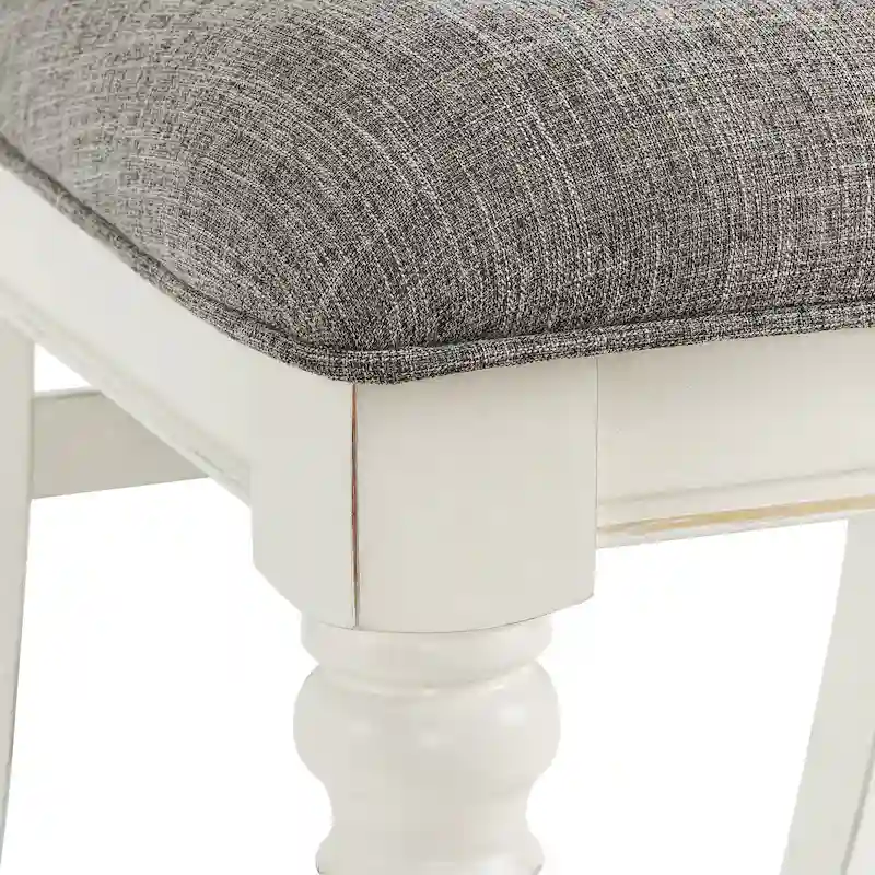 Roundhill Furniture Belleza French Country 7-Piece Dining Set in Antique White and Weathered Oak Finish