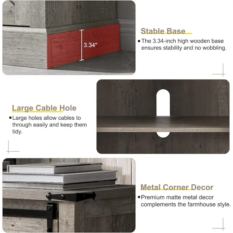 Farmhouse Wood TV Stand, Rustic Entertainment Center, Console Cabinet - n/a