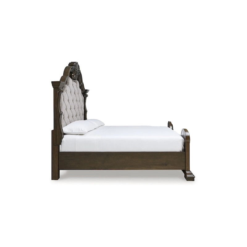Signature Design by Ashley Maylee Dark Brown/Gray Upholstered Panel Bed