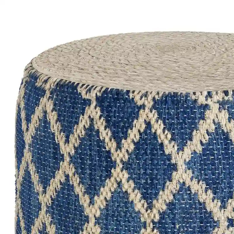 WYNDENHALL Nesbitt Boho Round Pouf, Natural Woven Braided Jute