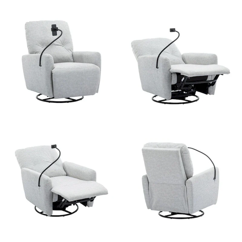 270 Degree Swivel Electric Recliner with a Phone Holder