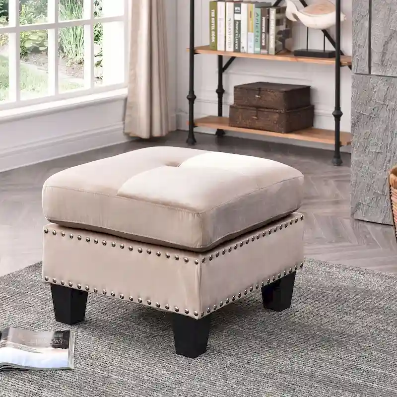 Copper Grove Meharrize Tufted Velvet Ottoman