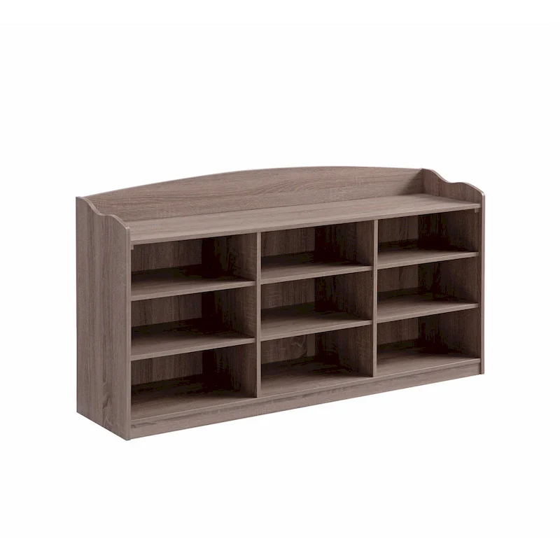 Taupe Brown 9-Compartment Shoe Bench, Seats 1