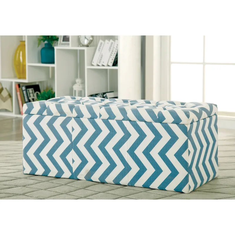 Contemporary Chevron Pattern Storage Bench with Lift-Top - Available in Multiple Colors