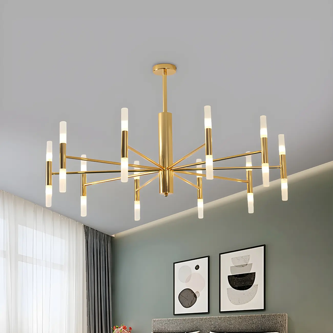 Elegant Tube-shaped Glass Shade Multi-light Chandelier