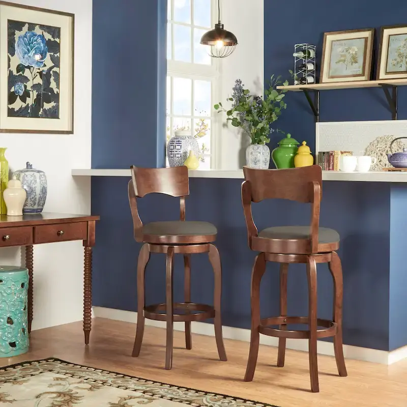 Lyla Swivel 29-inch Brown High Back Bar Height Barstool by iNSPIRE Q Classic