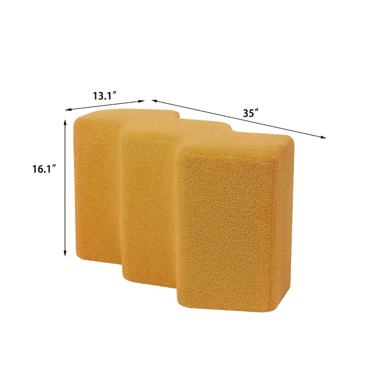 Velvet Polygon Ottoman Bench - 35 Long Footstool