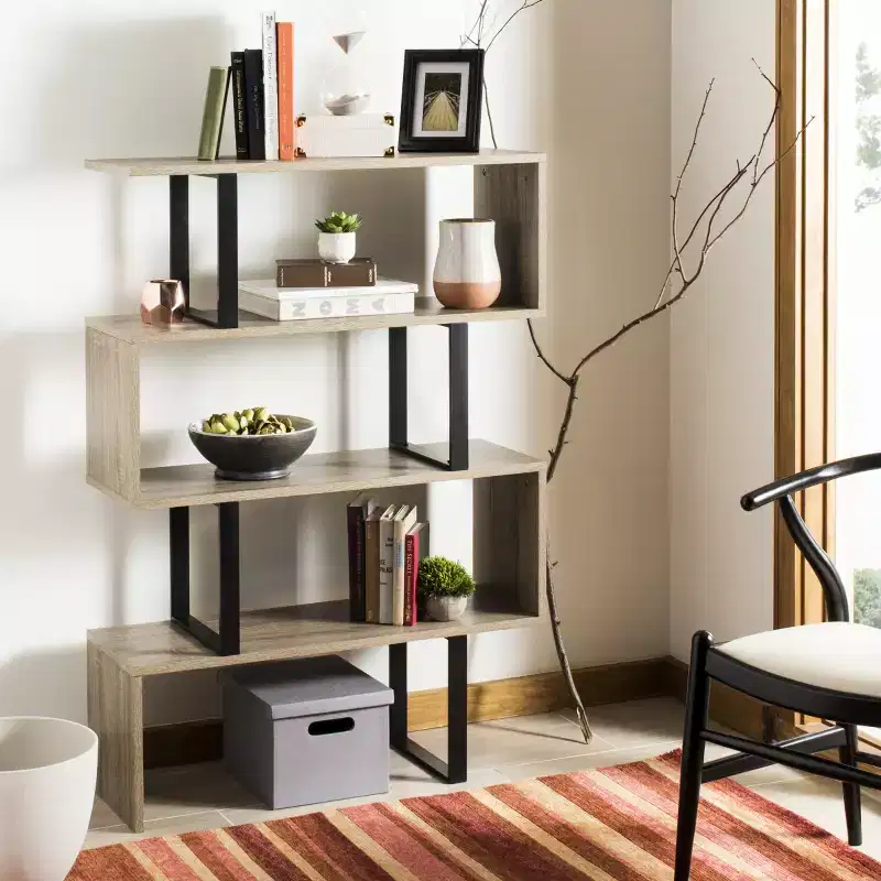 Louise Etagere - FOX4283 - Light Brown/Black - Safavieh Couture