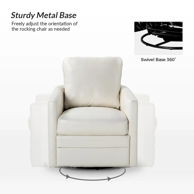 Terrance Transitional Swivel Faux Leather Barrel Accent Chair with Metal Base