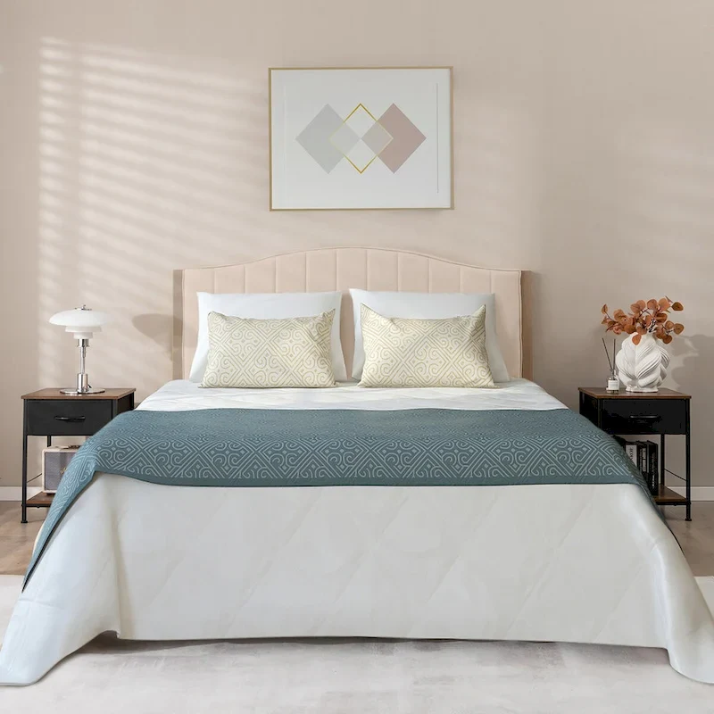 Costway 2 PCS 2-tier Nightstand Bedside End Sofa Table with Drawer - 16 x 16 x 21 (L x W x H)