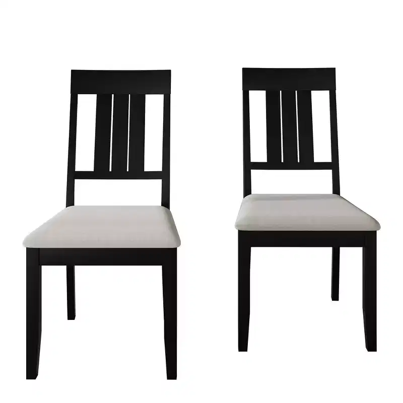 ChaletPosh Wooden Dining Chair With Warm Grey Cover (Set of 2)