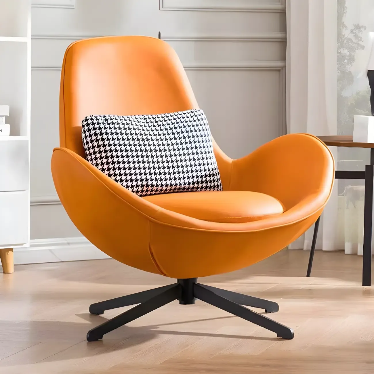 Modern Leather Accent Lounge Chair with Arms