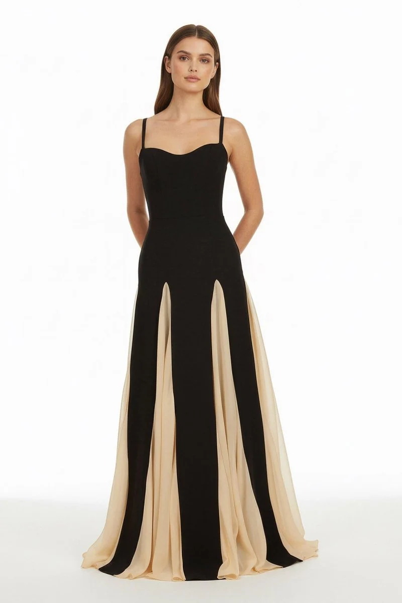 Champagne - Spaghetti Straps Sleeveless A Line Satin Long Prom Dresses