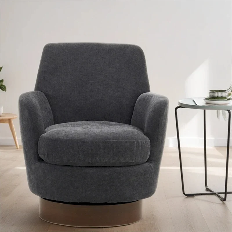 Swivel Round Accent Chair – Polyester / PU, Single Seat, Multiple Colors