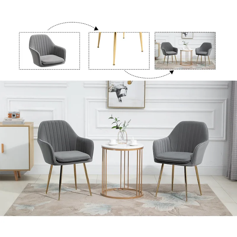 AVAWING Accent Arm Chairs Set of 2 Upholstered Velvet Dining Chairs