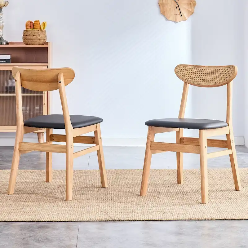 The stylish and durable solid wood dining chair, small curved back, PU cushion, and beautiful shape match with any room