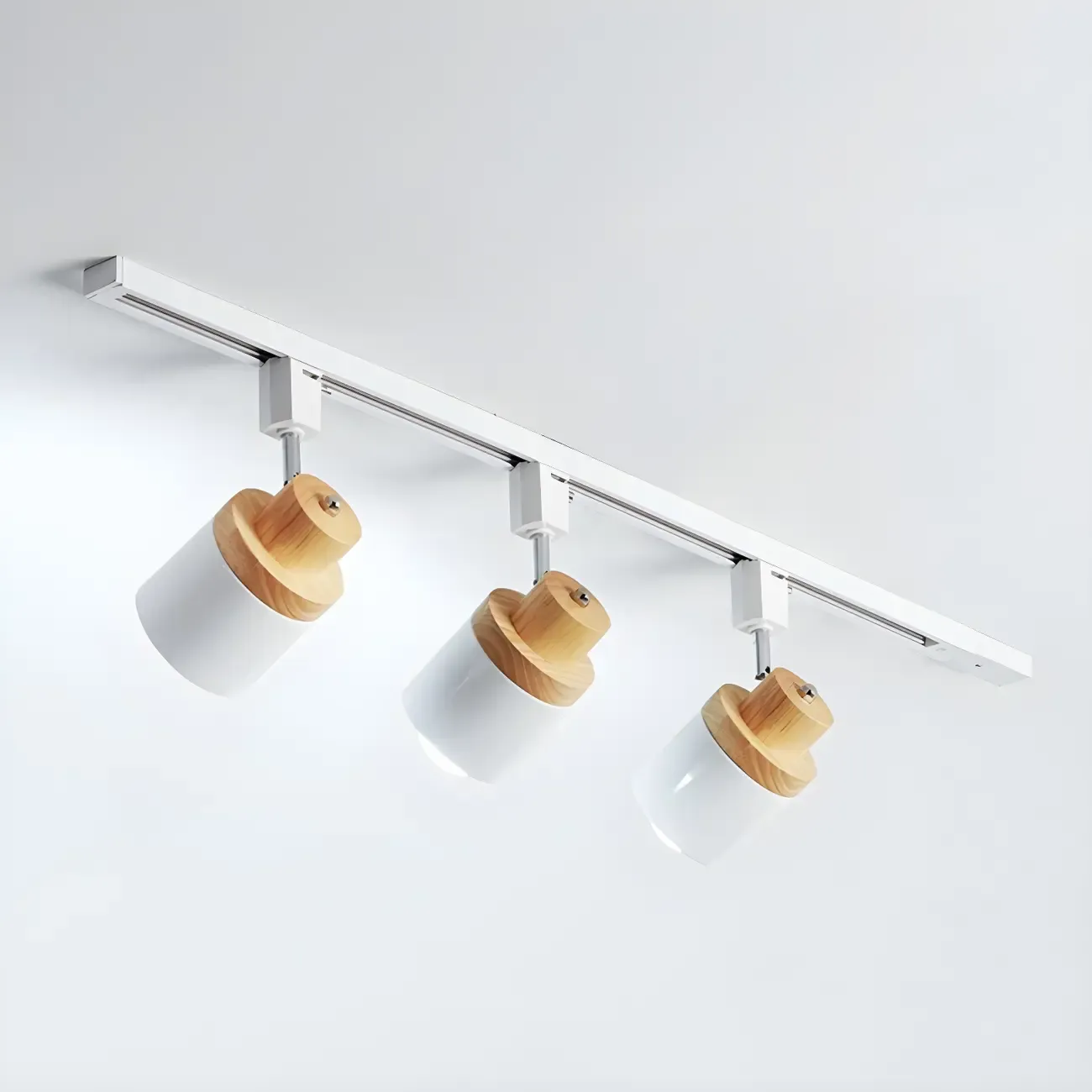 4-Light Modern Metal Wooden Base Slidable Track Light
