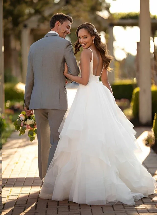 Classic Ball Gown Wedding Dress With Tulle Cascading Ruffles