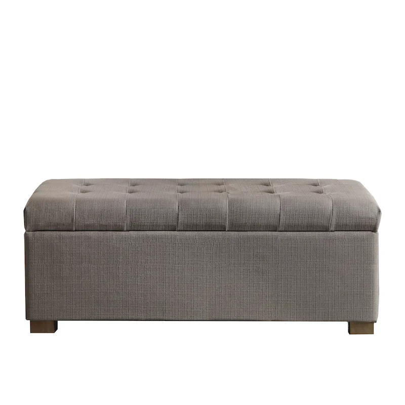 Deep Gray Button-Tufted Storage Bench, 2-Seat (46