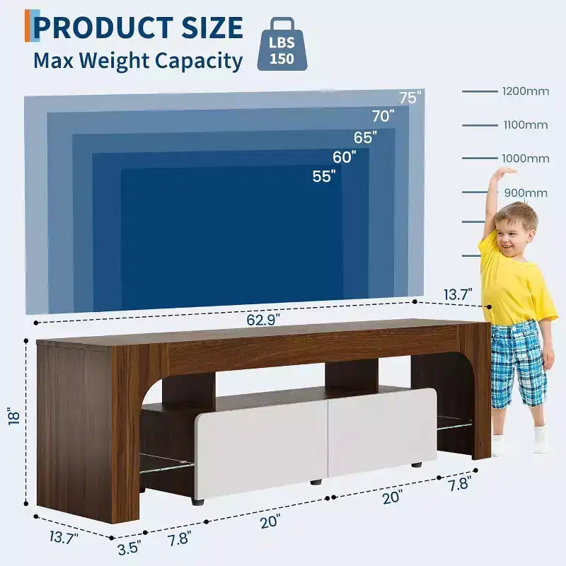 COZONY Modern TV Stand with Storage, Entertainment Center Cabinet with Drawers and Shelves for Living Room