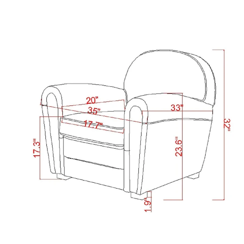 Pasargad Home Genuine Leather Paris Club Chair, Brown
