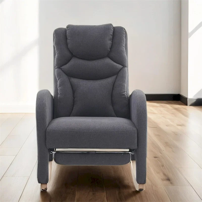 Ergonomic Fabric Nursery Rocking Chair With Adjustable Footrest