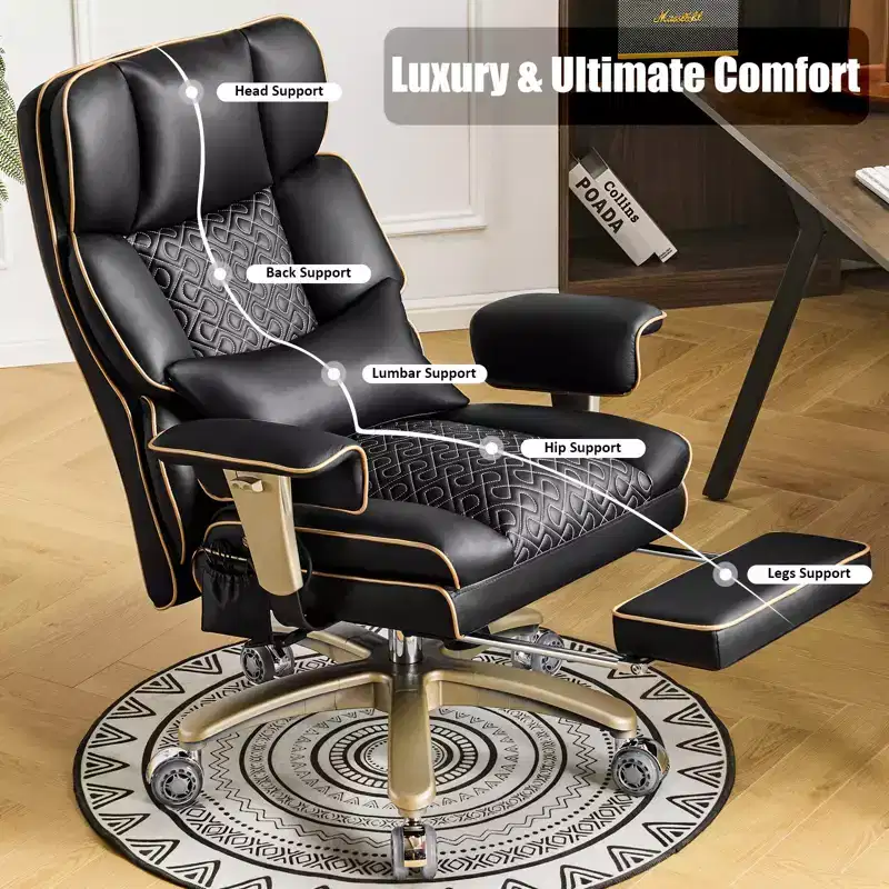 Furniliving Modern Big Tall Executive Office Chair Pu Leather Office Desk Chair With Footrest