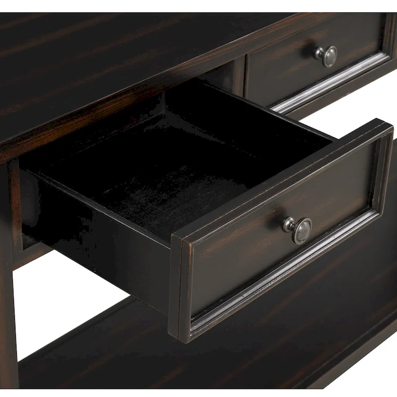 63 Pine Wood Console Table with 4 Drawers and 1 Bottom Shelf