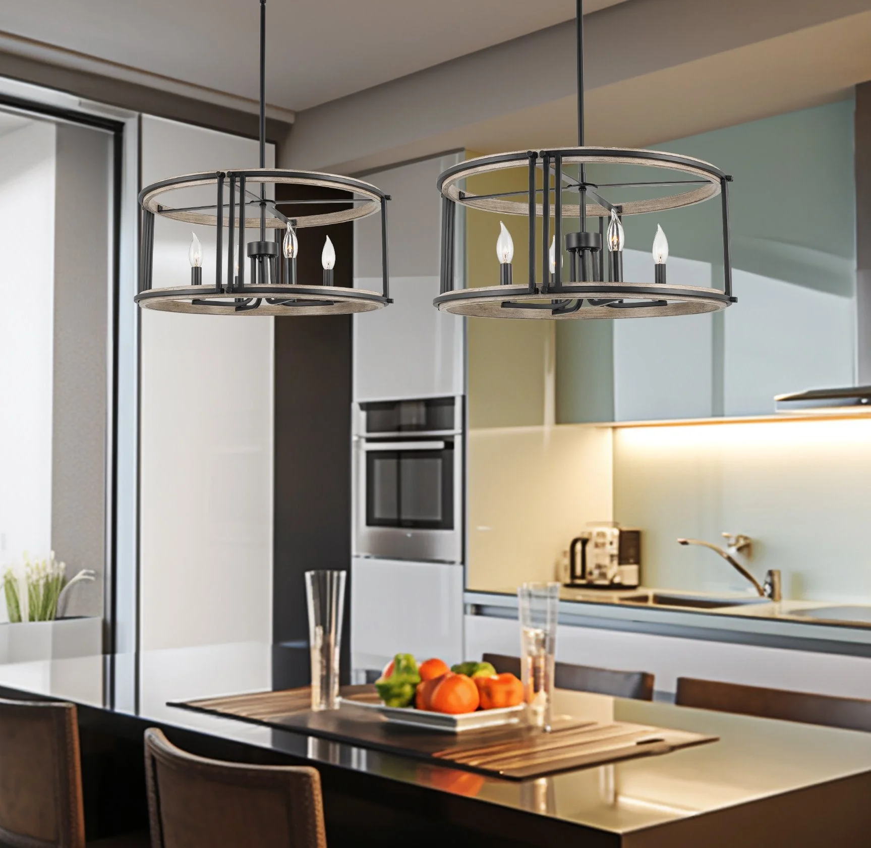 Vista 23 4-Light Modern Farmhouse Drum Pendant Light