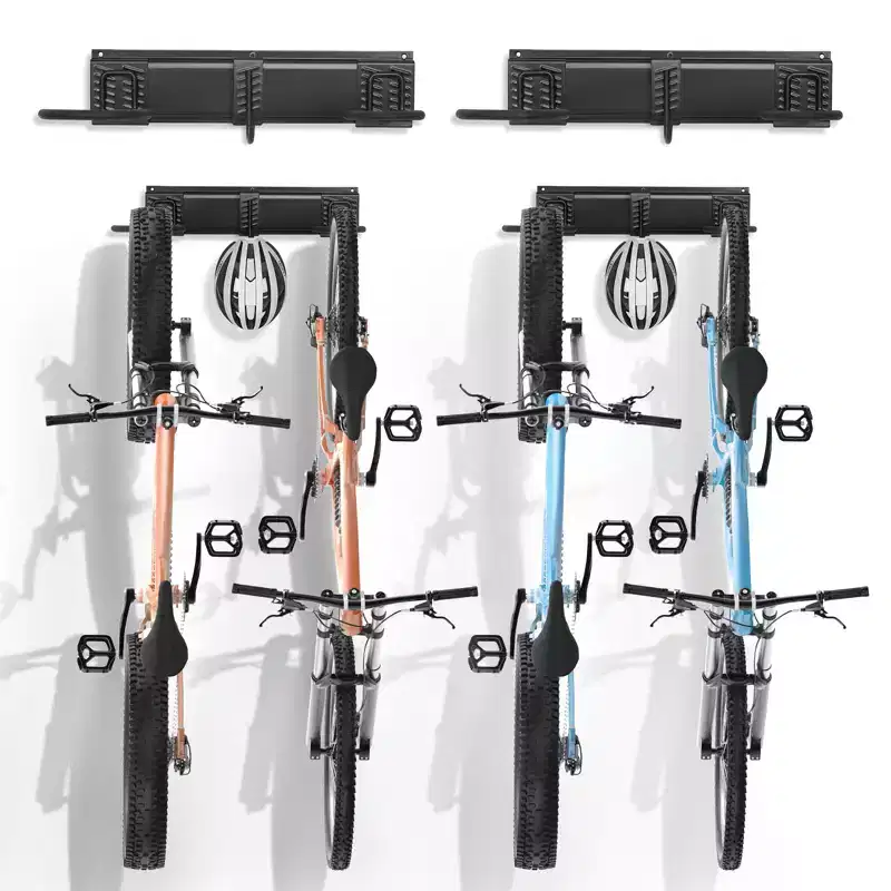VEVOR Bike Storage Rack, 2 Bike Racks, Wall Mount Bike Storage Hanger, Home and Garage Organizer, Customizable for Various Bike Sizes