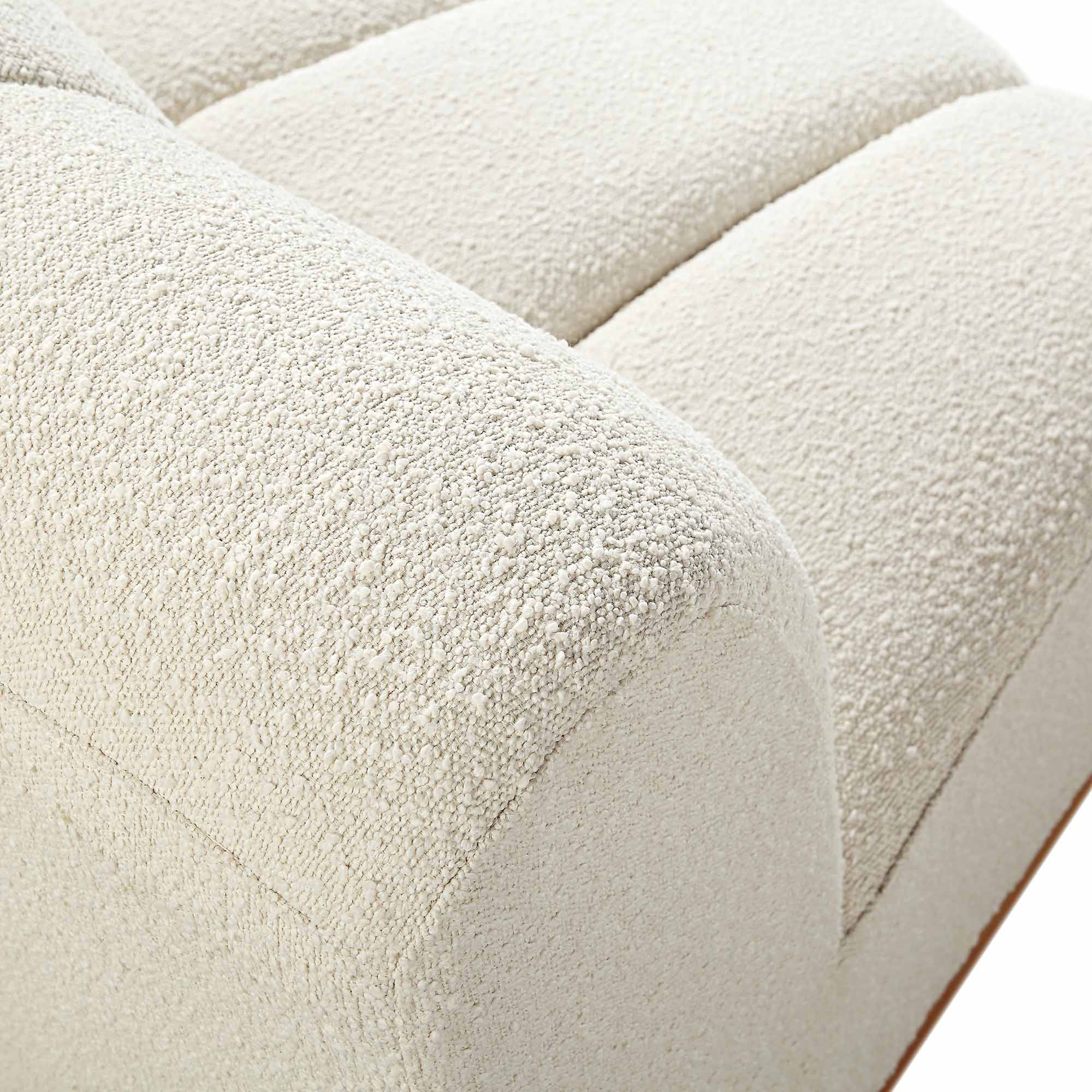 Ecru Boucle Sectional Sofa, 1-Seater Curved Sofa