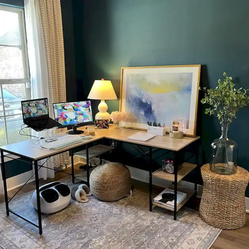 95.2 Inch L Shaped Desk with Shelves Home Office Computer Desk