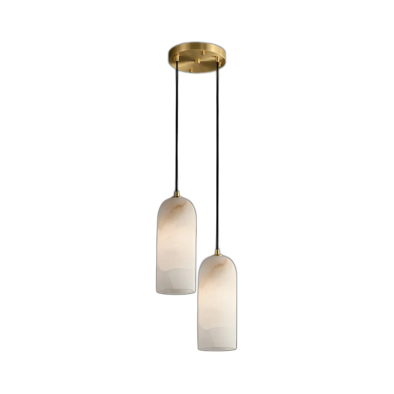 Modern Gold Bell Alabaster Adjustable Pendant Light