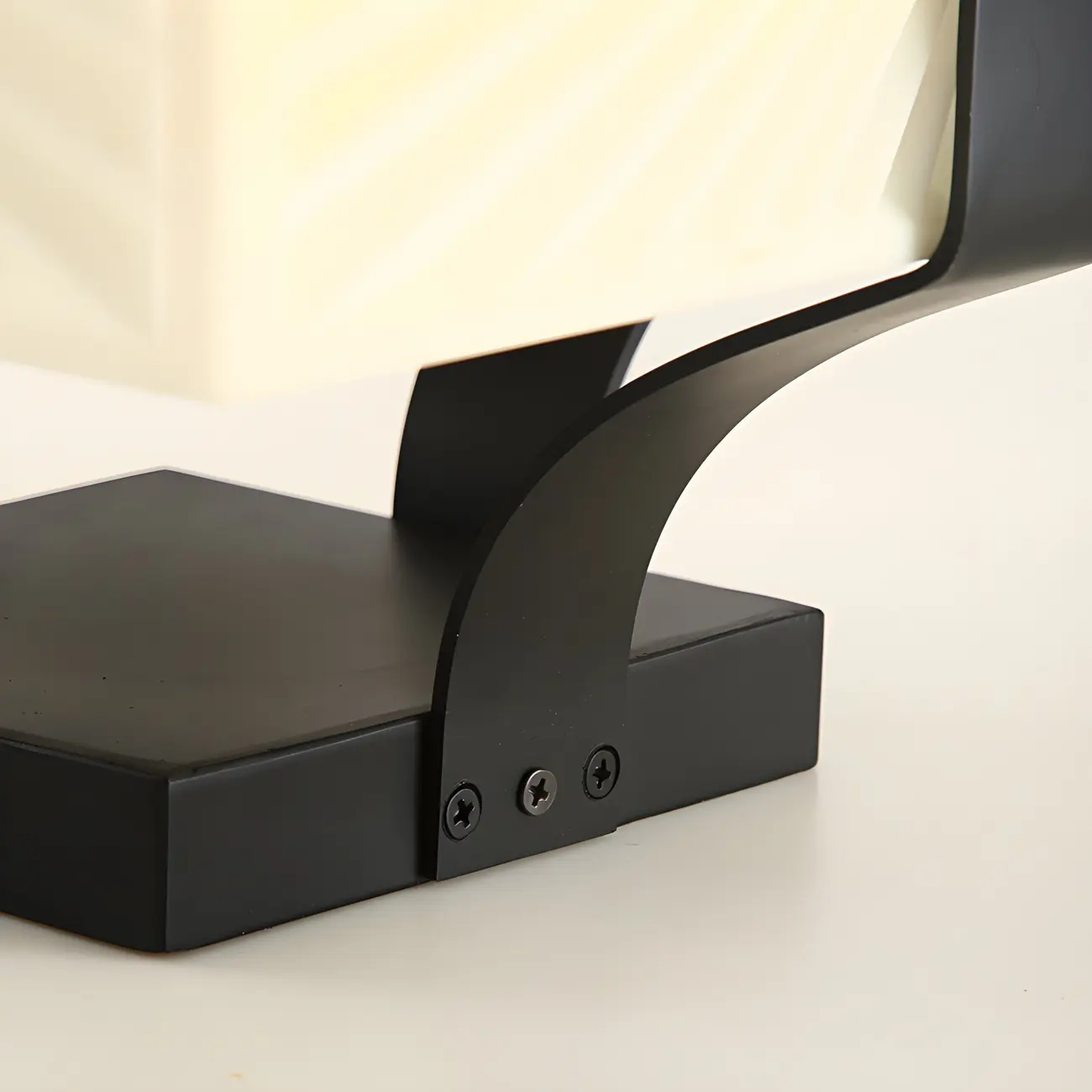 Black Elegant Bracket Post Cap Light with Beige Cubic Shade