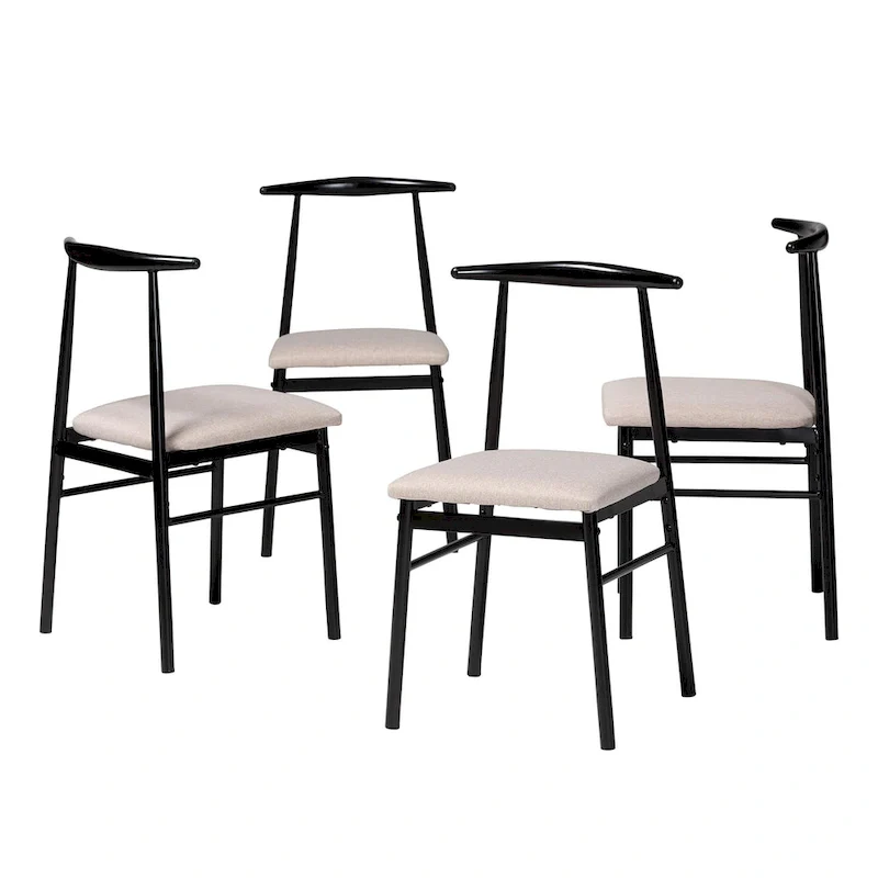 Arnold Modern Industrial Fabric and Metal 4-Piece Dining Chair Set