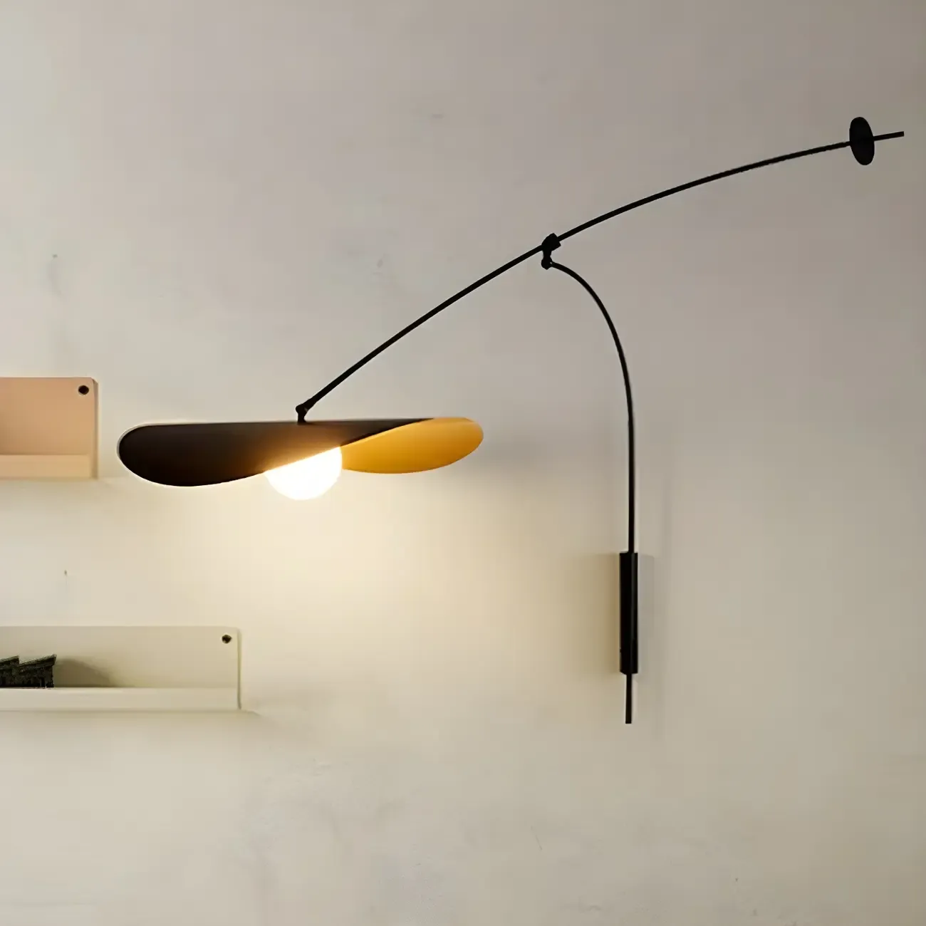 Elegant Black Metal Ambient Lighting Swing Arm Wall Light