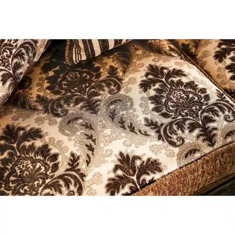 Brown Chenille Upholstered Rolled Arms Sofa by Furniture