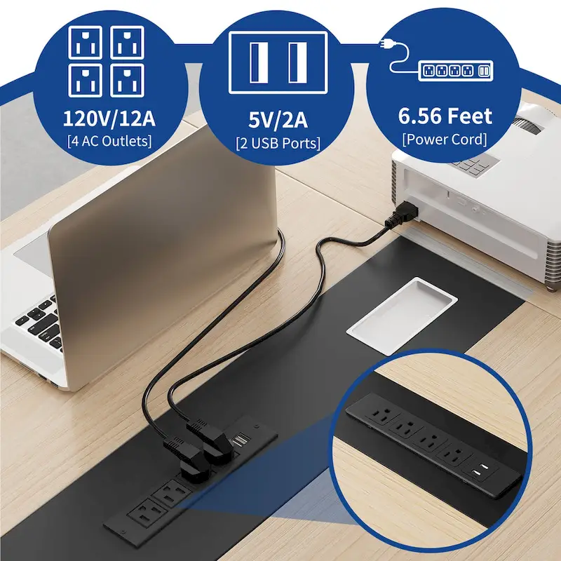 Moasis 6FT/8FT Conference Table Boat Shaped Meeting Table with Rectangle Grommet