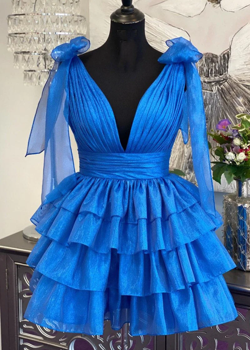 Trendy A-Line Tiered Homecoming Dress with Bow