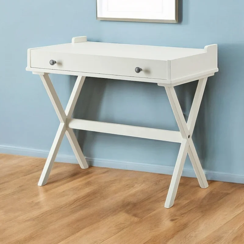 34 Antiqued White Wood Flip Top Desk